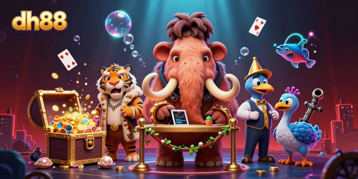 Experience the vibrant gaming atmosphere at dh88, featuring exclusive casino characters and elements.