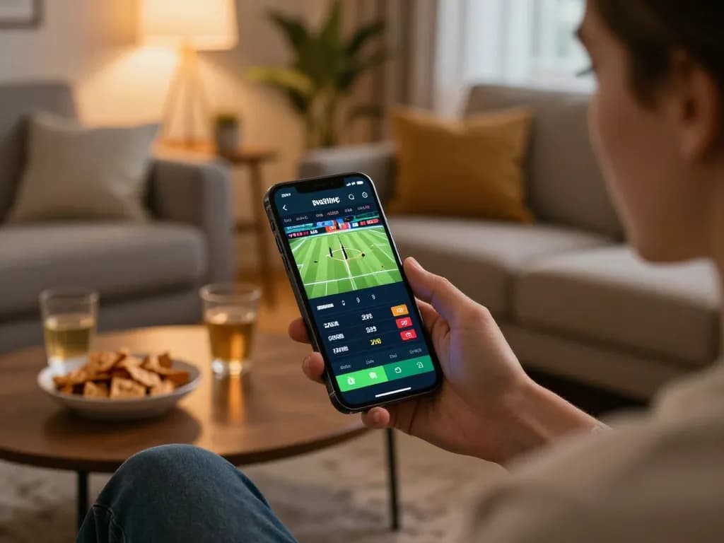 Experience vipwin sports betting on smartphone in a cozy home gaming setup