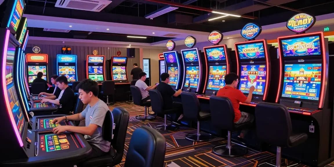 Pengalaman seru bermain rajaslot88 di arena permainan modern penuh cahaya dan antusiasme.