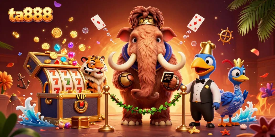 Engage with ta888's thrilling casino experience featuring animated characters and vibrant gaming elements.