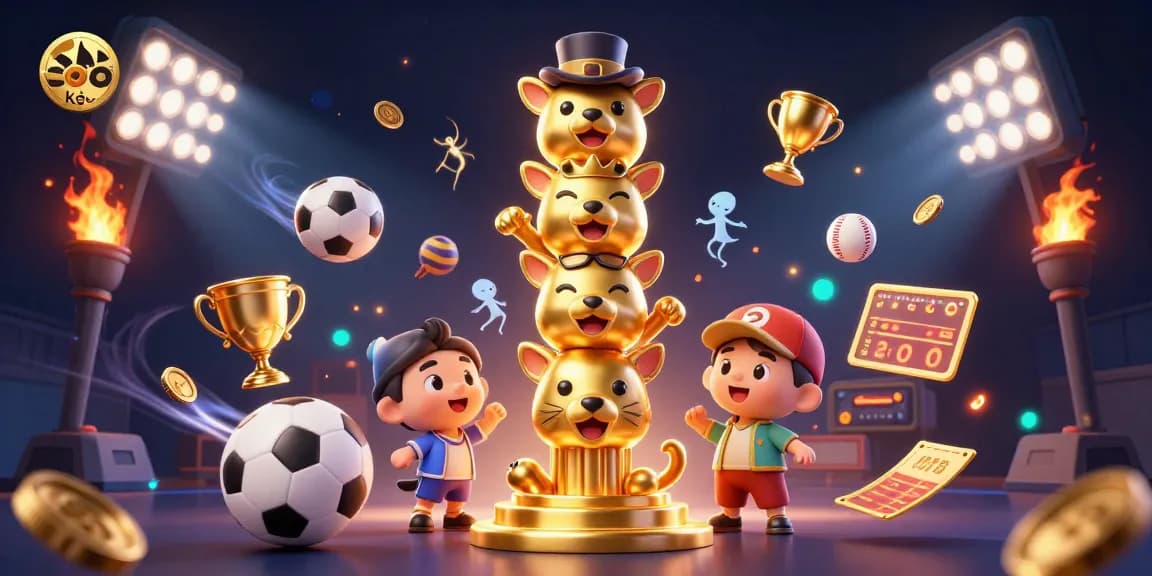 Experience exciting soi kèo sports betting action with vibrant 3D characters and elements in a dynamic illustration.