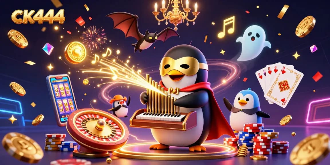 Experience thrilling gameplay with ck444 in this dynamic casino scene filled with fun characters and sparkling effects.