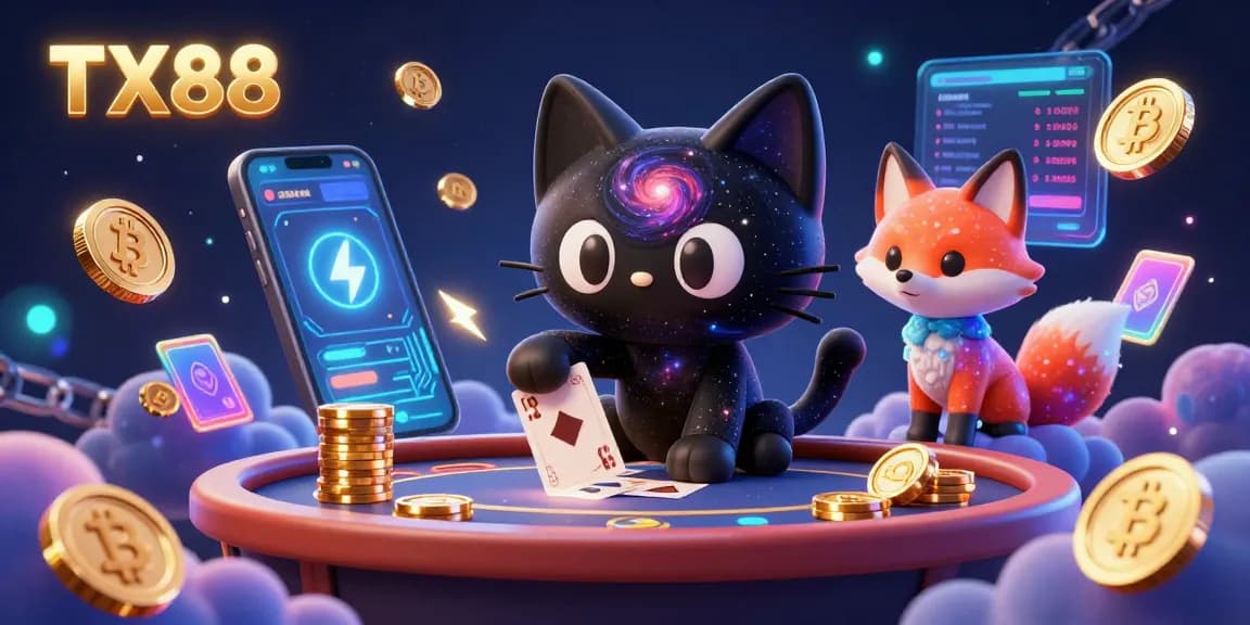 Enjoy thrilling TX88 casino action with our cosmic characters amidst vibrant game elements.