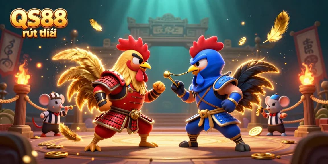 Engage in the thrilling standoff of QS88 rút tiền with fighting roosters in a dynamic casino arena.