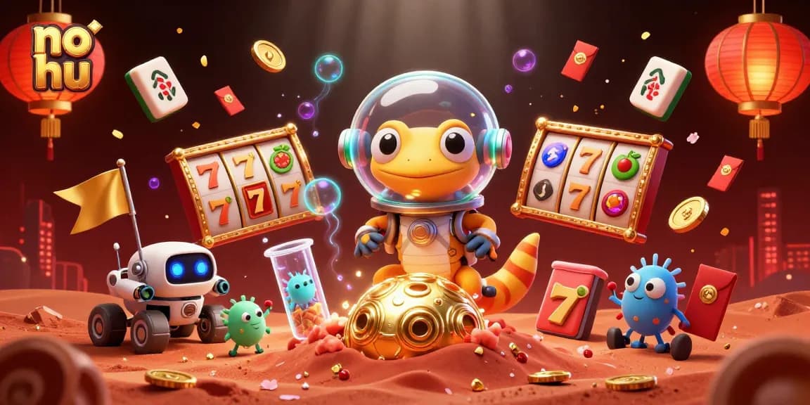 Engage with the thrilling no hu jackpot experience featuring a Martian gecko revealing a golden casino.
