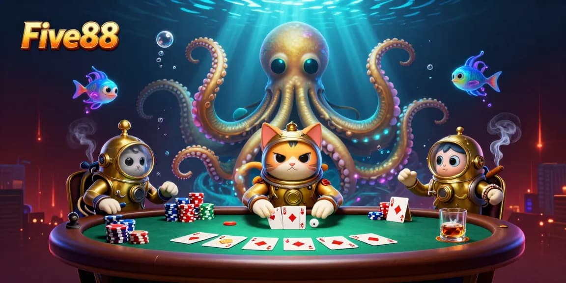 Experience thrilling gaming at Five88 with a vibrant casino scene featuring iconic poker aspects.