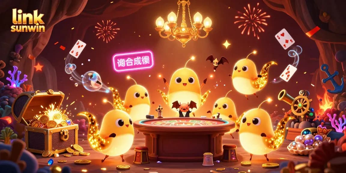 Experience the excitement of link sunwin in this vibrant underground casino scene filled with animated glowworms and rich game features.
