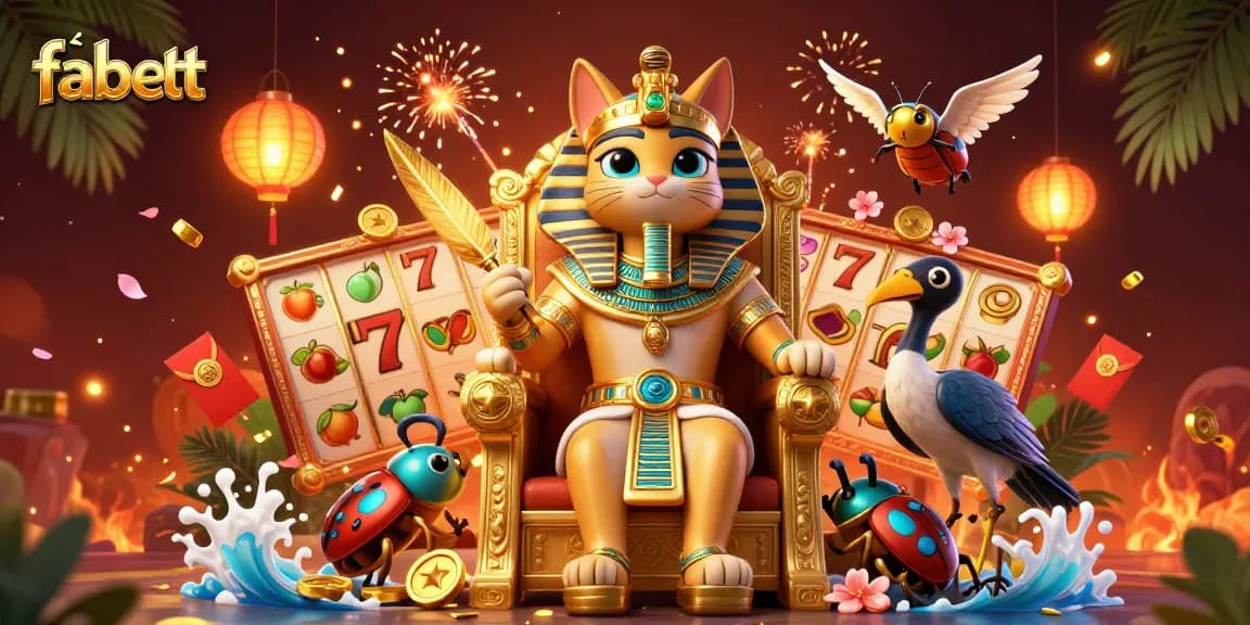 Spin the reels with fabett, a vibrant casino scene showcasing Egyptian elements and dynamic gaming.