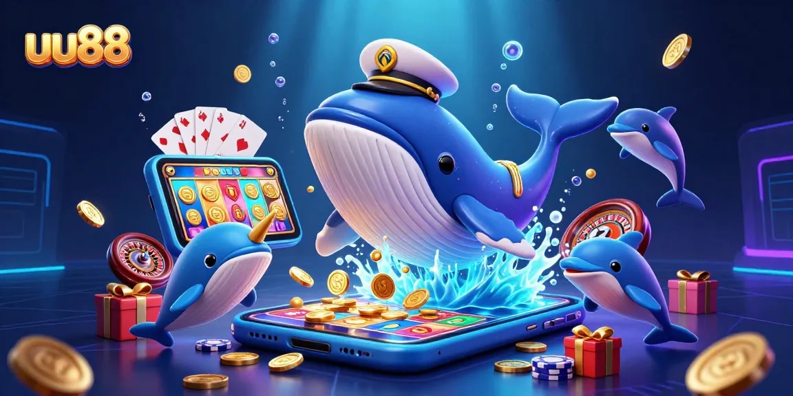 Experience the thrilling gameplay of uu88 with a vibrant underwater casino scene filled with winning moments and colorful elements.