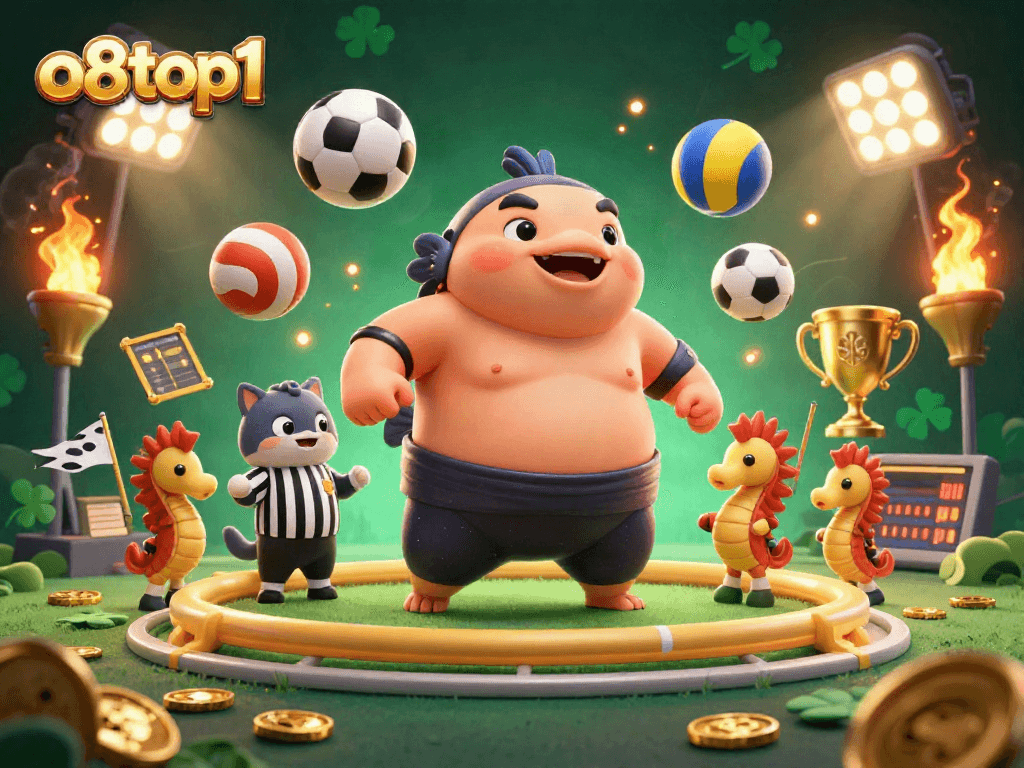 Engage with the vibrant underwater casino scene featuring the animated fugu, seahorse fans, and dynamic sports betting elements at o8top1.