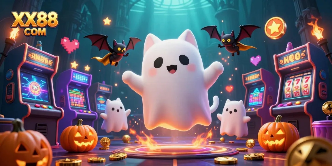 Experience thrills at XX88 COM with captivating ghost casino adventure surrounded by vibrant gaming elements.