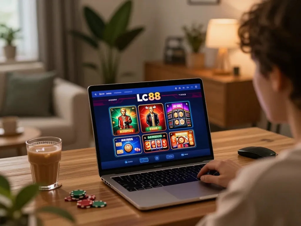 Engaging with the lc 88 casino app for a comfortable online gaming experience at home.