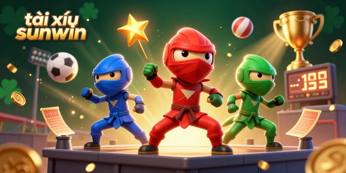 Engage in thrilling tài xỉu sunwin gameplay with dynamic 3D chameleons amidst sports elements.