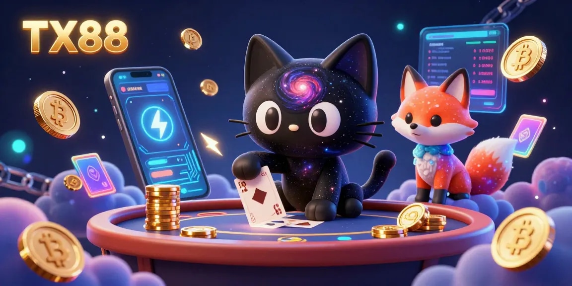 Enjoy thrilling TX88 casino action with our cosmic characters amidst vibrant game elements.