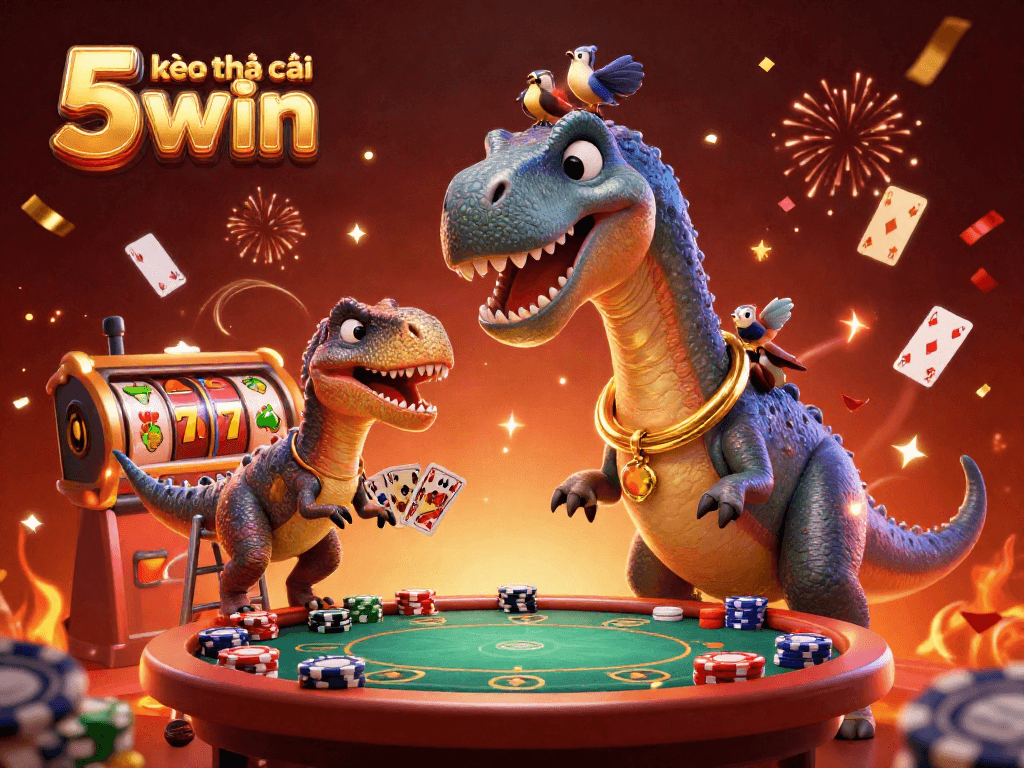 Engage with the excitement of kèo nhà cái 5 win in a vibrant casino scene with unique characters and dynamic elements.