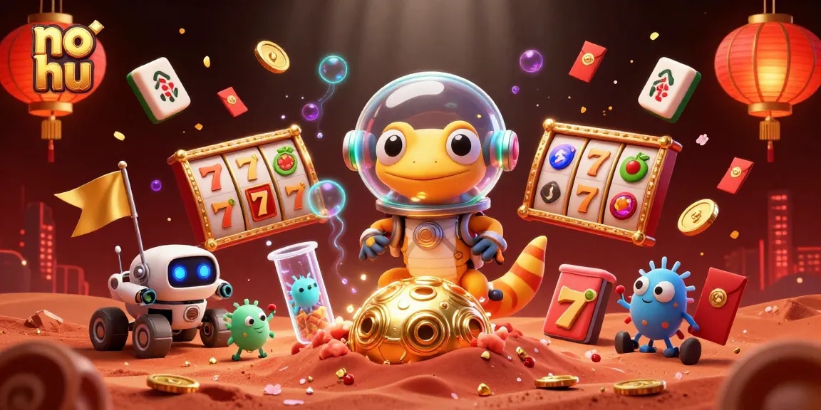 Engage with the thrilling no hu jackpot experience featuring a Martian gecko revealing a golden casino.
