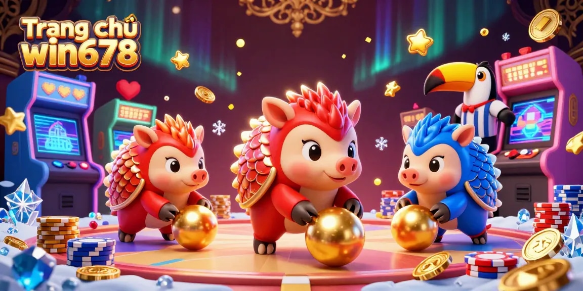 Experience excitement at Trang chủ win678 with dynamic pangolins in a vibrant casino scene filled with winning elements.