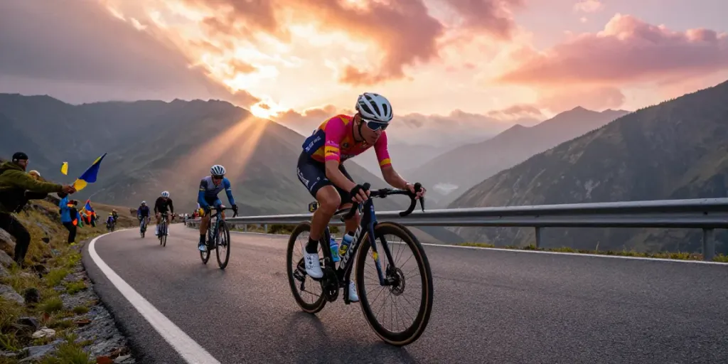 Notizie ciclismo: ciclista professionista in azione durante una gara in montagna.