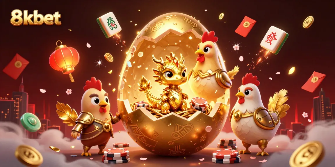 Experience thrilling gameplay at 8kbet with a golden baby dragon surrounded by casino elements.