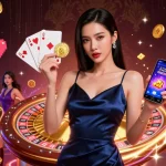 Engage in the thrilling world of 789club-vina with this vibrant casino illustration featuring a confident player.