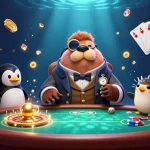 Zbet players enjoying a thrilling underwater poker game with colorful chips and shining gold coins.