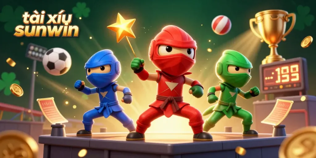 Engage in thrilling tài xỉu sunwin gameplay with dynamic 3D chameleons amidst sports elements.