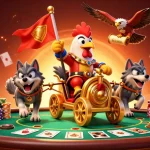 Experience exciting gameplay with go88 featuring a rooster warlord in a dynamic casino scene.