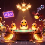Experience the vibrant tx88mb casino world with glowworms and treasure in this 3D illustration.