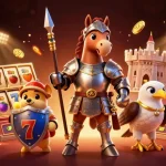 Experience the thrill of ta88 with slot reels and a vibrant medieval scene of excitement.