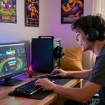 Super59 login di layar laptop pemain dengan suasana gaming nyaman di ruang tamu