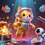 Play thrilling games at Sun win with a colorful 3D casino illustration showcasing exciting treasures.