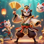 Engage with cm88's exciting slots, featuring kabuki characters and vibrant casino elements.