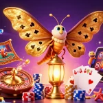 XO 88 thrills with a majestic atlas moth amidst dynamic casino elements, embodying online gaming excitement.
