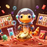 Engage with the thrilling no hu jackpot experience featuring a Martian gecko revealing a golden casino.