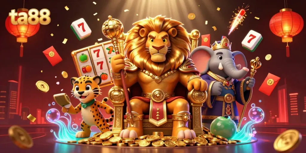 Engage in thrilling adventures at ta88, illustrated with casino elements and characters for an immersive experience.