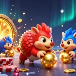 Experience the dynamic vmax game between rival pangolins shooting through poker chips amidst sparkling treasures.