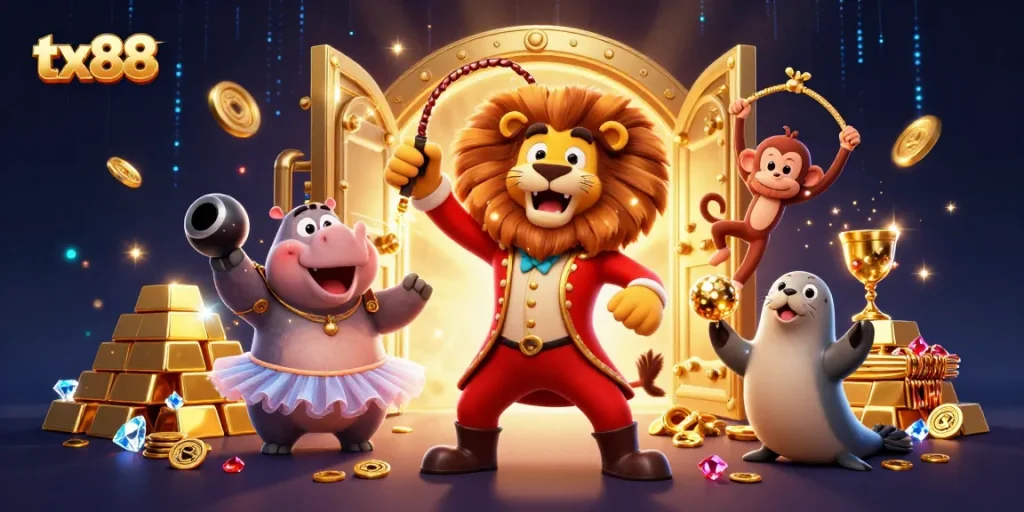 Experience the thrill of tx88 casino games with immersive 3D characters and vibrant casino elements.