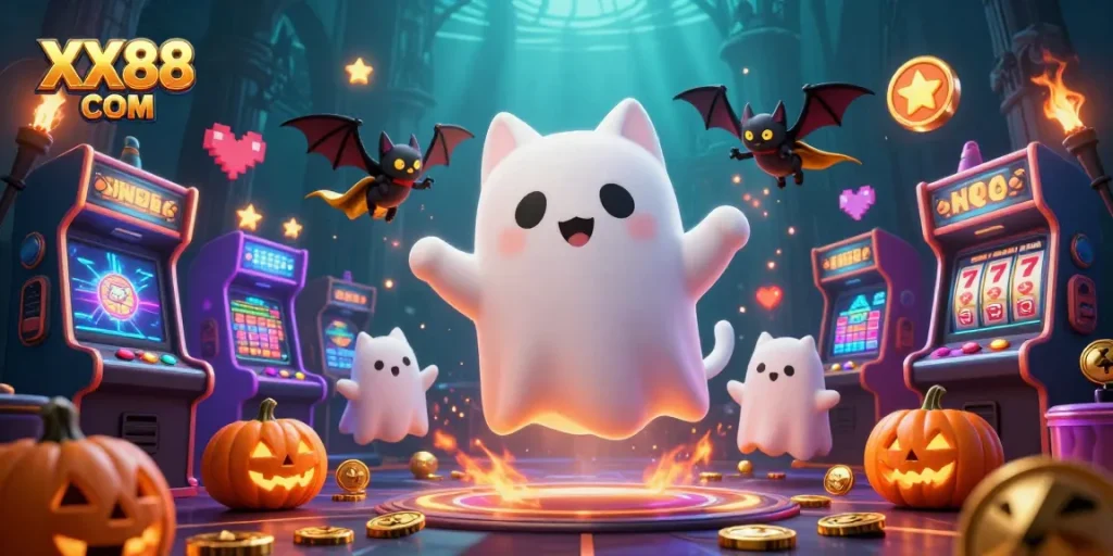Experience thrills at XX88 COM with captivating ghost casino adventure surrounded by vibrant gaming elements.