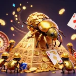 Experience casino online non aams with animated golden beetles rolling coins and vivid casino elements.